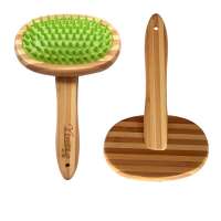 Bamboo wood pet hair remover and grooming brush and comb pet brush